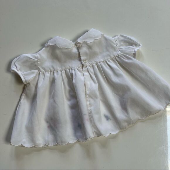 Lovely Vintage 1970s Handmade Floral Embroidered Scalloped Trim Peasant Blouse - Picture 5 of 7